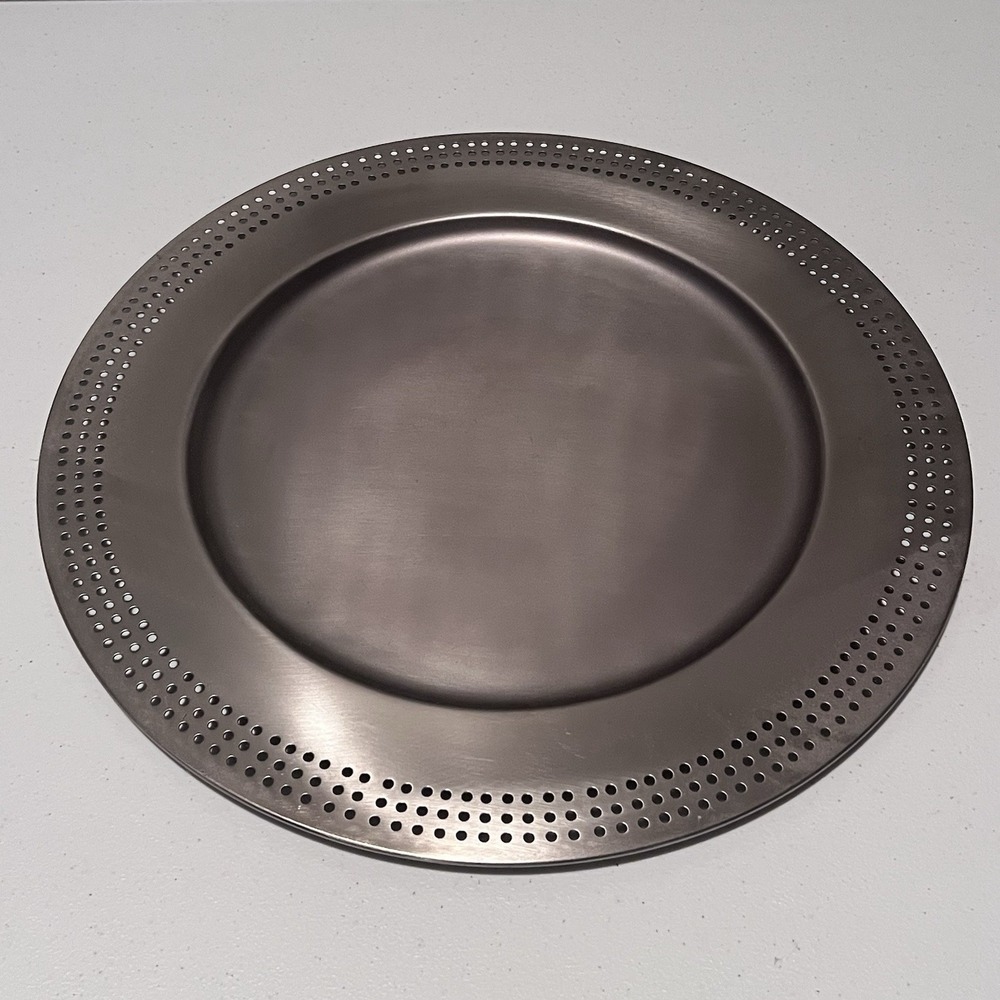 Magnolia Home Joanna Gaines 13in Metal Charger Plate Brushed Pewter Gunmetal